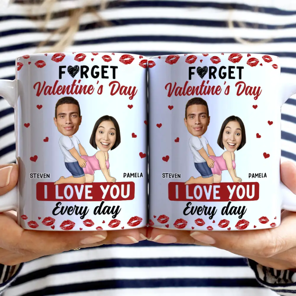 Custom Photo Couple I Love You Every Day - Personalized White Edge-to-Edge Mug