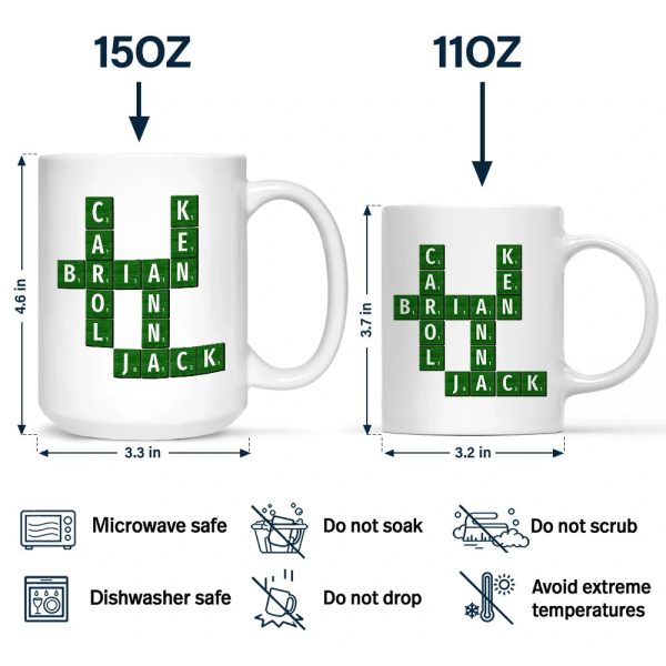 Custom Photo Crossword Puzzle Couple Scrabble Name - Personalized Mug