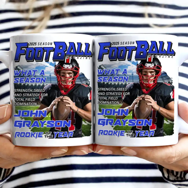 Custom Photo Football Magazine - Personalized Mug