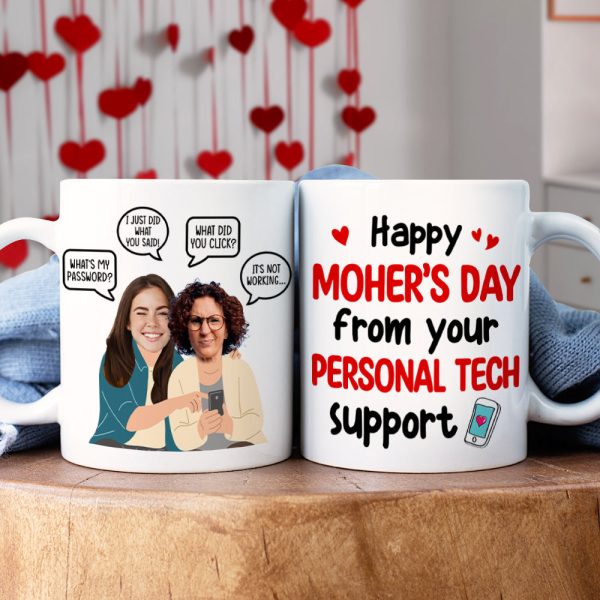 Custom Photo Gifts For Mom Coffee Mug Happy Mother's Day From Your Personal Tech Support Funny Gifts
