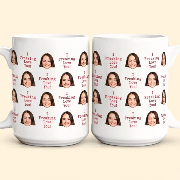 Custom Photo I Freaking Love You - Personalized Ceramic Mug - Gift For Couple, Husband Wife NH96