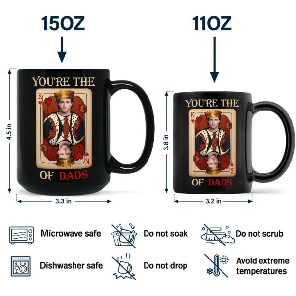 Custom Photo King Of Dads - Personalized Black Mug