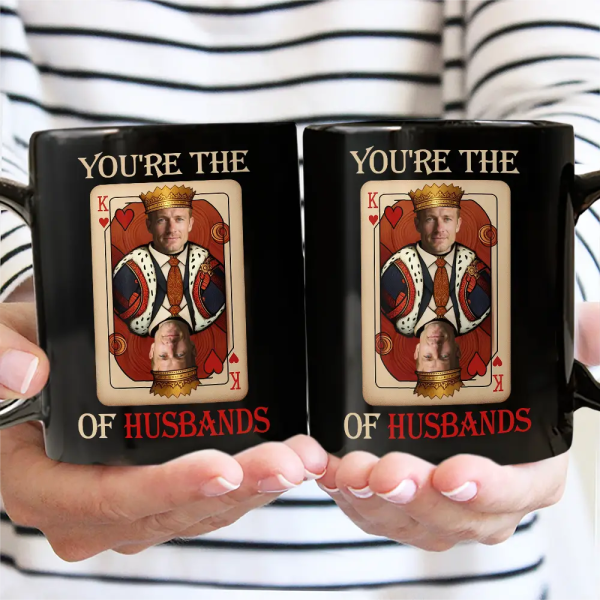 Custom Photo King Of Dads - Personalized Black Mug