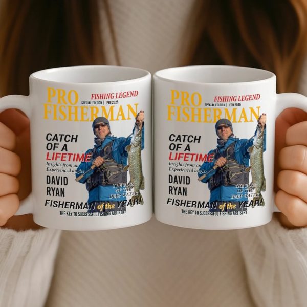 Custom Photo Magazine Mug - Personalized Birthday Gifts For Fisherman - Catching Sunshine All Day