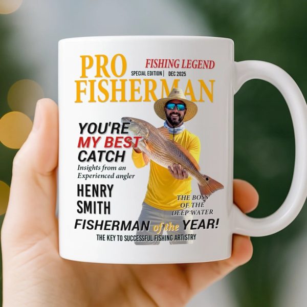 Custom Photo Magazine Mug - Personalized Birthday Gifts For Fisherman - Hooked On A Good Day