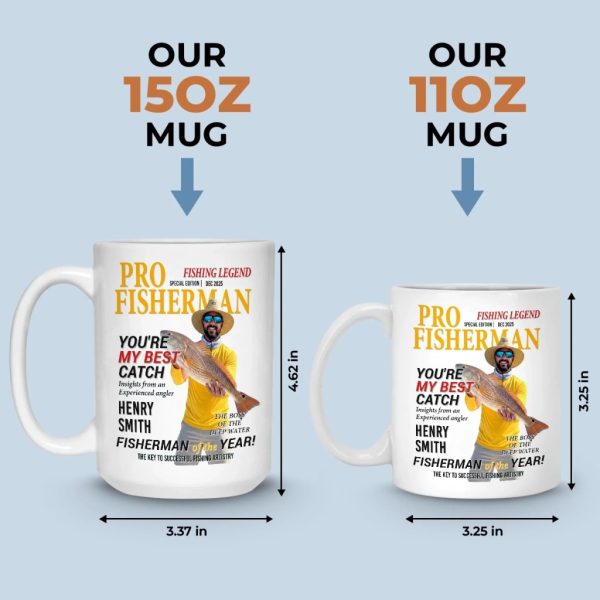 Custom Photo Magazine Mug - Personalized Birthday Gifts For Fisherman - Hooked On A Good Day