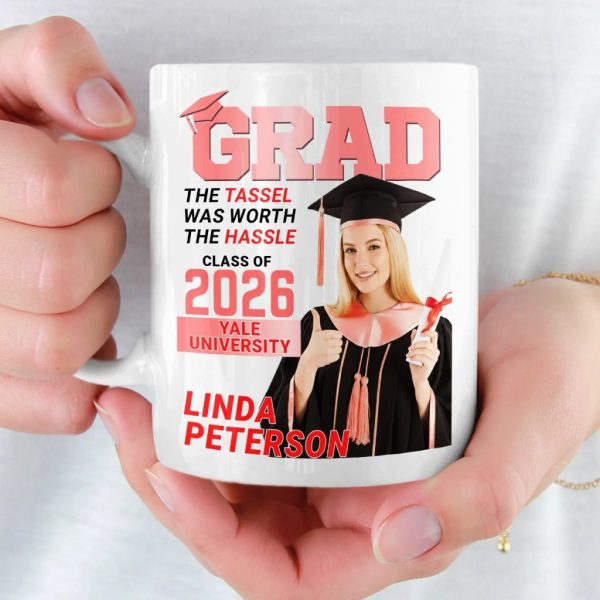 Custom Photo Magazine Mug - Personalized Graduation Gifts For Him, Her - The Tassel Is Worth The Hassle