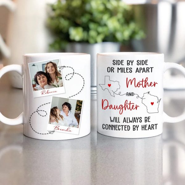Custom Photo Mother & Daughter Will Always Be Connected Family Mug N304 890167
