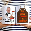 Custom Photo Mr. Good Looking Is Cooking Grilling Apron - Personalized White Edge-to-Edge Mug