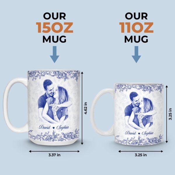Custom Photo Mug - Personalized Anniversary Wedding Gifts For Husband And Wife, Him And Her - Holding Hearts Through Everything