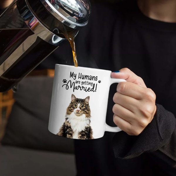Custom Photo My Humans Are Getting Engaged Married - Personalized White Edge-to-Edge Mug