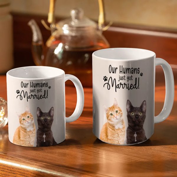 Custom Photo My Humans Are Getting Engaged Married - Personalized White Edge-to-Edge Mug