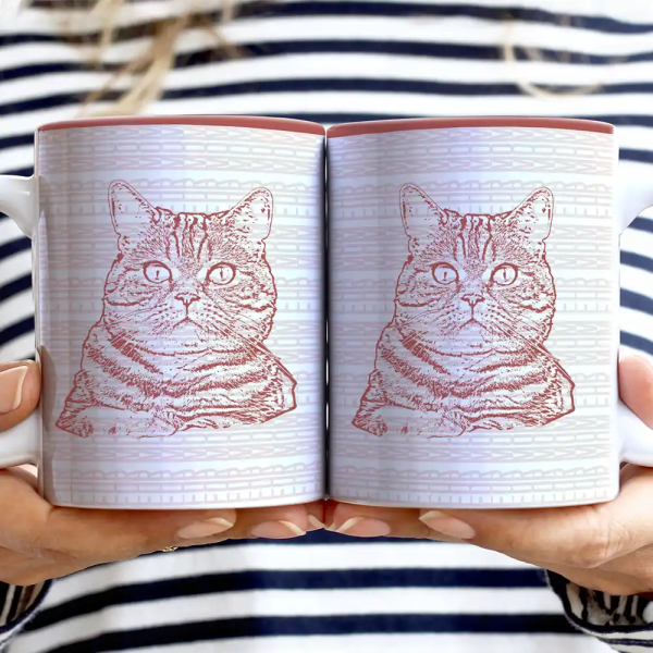 Custom Photo Pencil Drawing Dog Cat Parents Hidden Message - Personalized White Edge-to-Edge Mug
