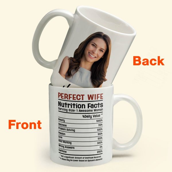 Custom Photo Perfect Wife Nutrition Facts - Personalized Ceramic Mug - Gift For Couple, Husband Wife NH96
