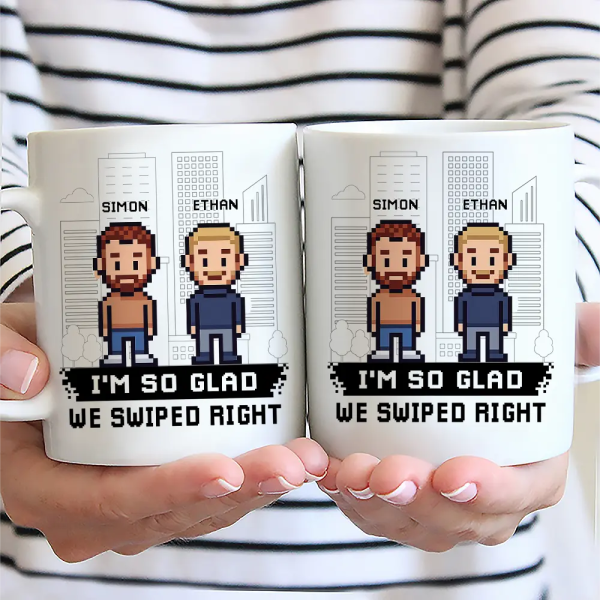 Custom Photo Pixel Art Standee Started With A Message - Personalized Mug