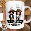Custom Photo Pixel Art Standee Started With A Message - Personalized Mug