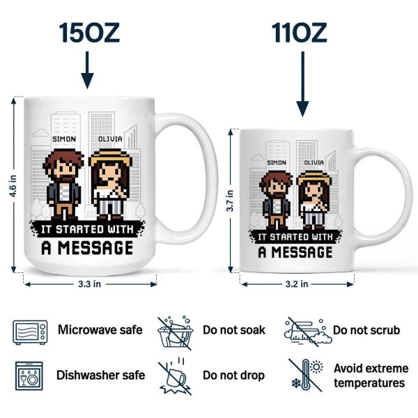 Custom Photo Pixel Art Standee Started With A Message - Personalized Mug