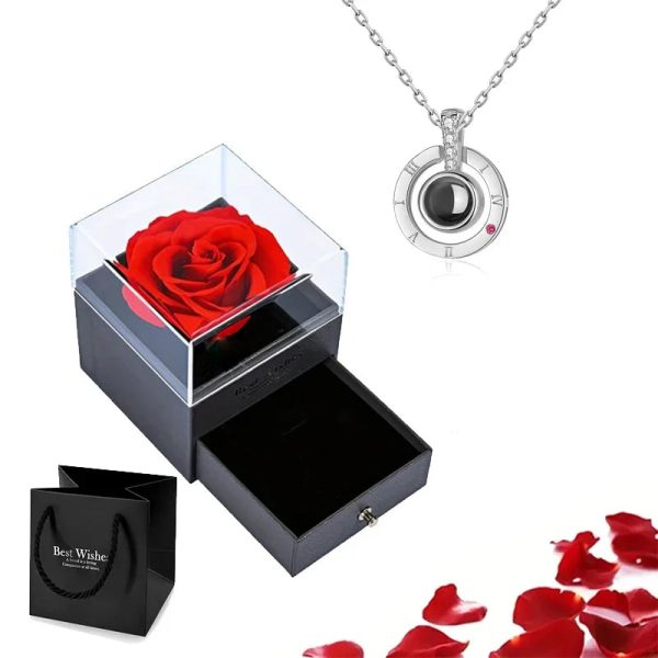 Custom Photo Projection Heart Necklace Gift Set