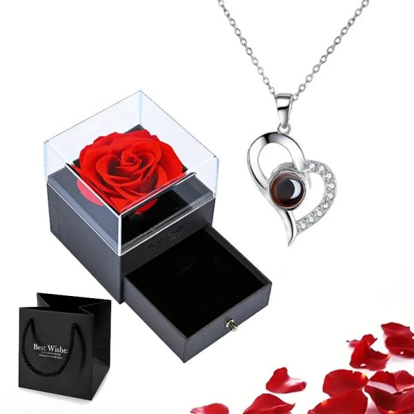 Custom Photo Projection Heart Necklace Gift Set