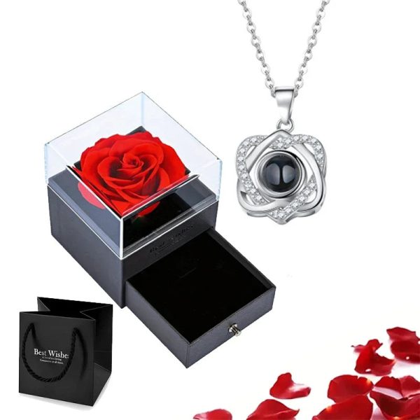 Custom Photo Projection Heart Necklace Gift Set