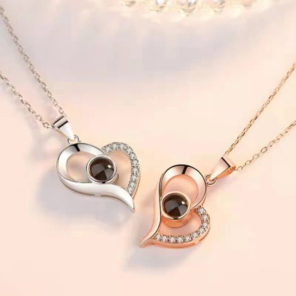Custom Photo Projection Heart Necklace Gift Set