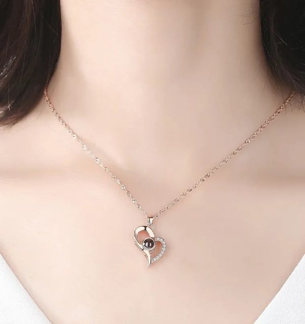 Custom Photo Projection Heart Necklace Gift Set