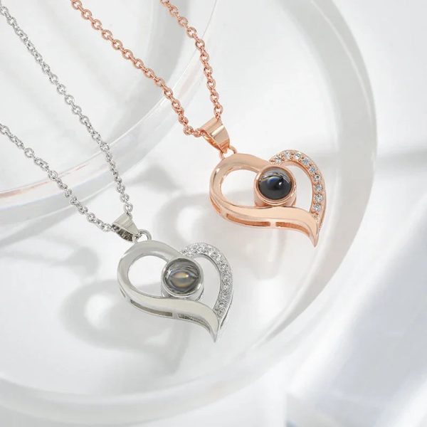 Custom Photo Projection Heart Necklace Gift Set