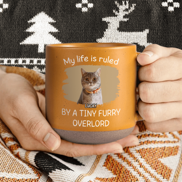 Custom Photo Ruled By A Tiny Furry Overlord For Cat Lover Pottery Mug TH10 892087
