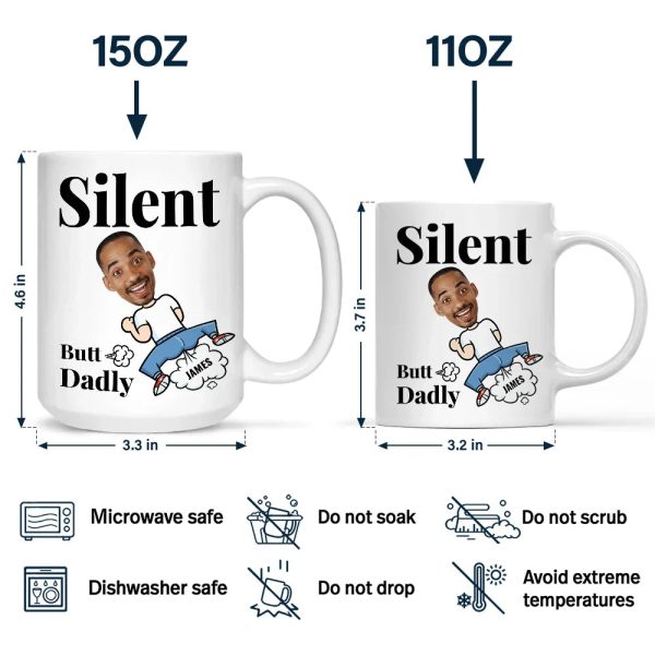 Custom Photo Silent Butt Dadly - Personalized Mug