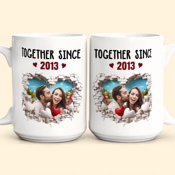 Custom Photo Together Since Anniversary Gift - Personalized Ceramic Mug - Gift For Couple, Husband Wife NH96