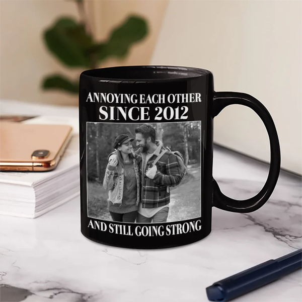 Custom Photo Vintage Annoying Each Other Since - Personalized Mug