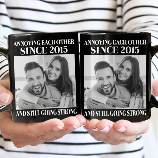 Custom Photo Vintage Annoying Each Other Since - Personalized Mug