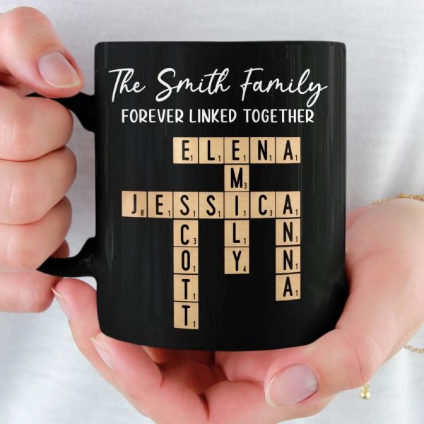 Custom Scrabble Black Mug - Personalized Christmas Birthday Gifts For Mom, Dad, Brother, Sister, Kids - Bonded By Every Tile