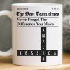 Custom Scrabble Mug - Personalized Birthday Gifts For Coworker, Work Bestie - Teamwork Makes Every Day Better