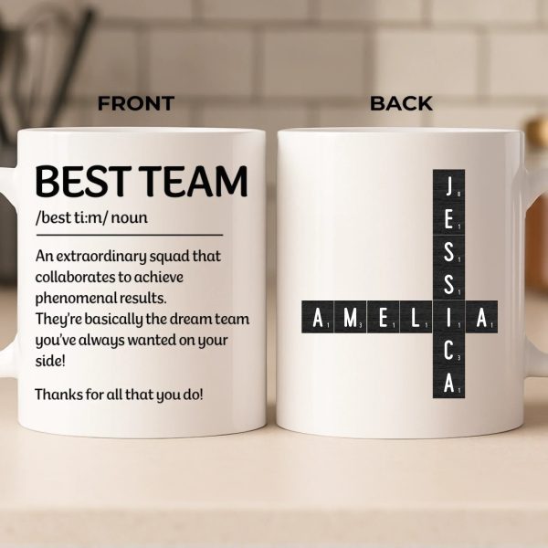 Custom Scrabble Mug - Personalized Birthday Gifts For Coworker, Work Bestie - Workdays Are Better With You
