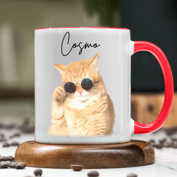 Custom Watercolor Dog Cat Pet Photo Accent Mug HA75 891804