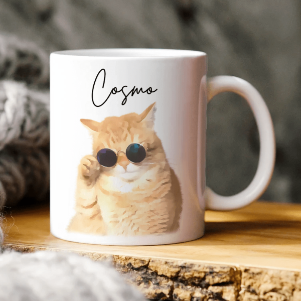 Custom Watercolor Dog Cat Pet Photo White Mug HA75 891802