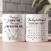 Custom White Ceramic Mug with Cute Love Quote & Calendar, Heartwarming Couple Coffee Mug Valentines Day Gift