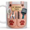 Customizable Cat Groomer Gear Design With Paw Prints And Tools - Personalized Custom Coffee Mug - CAT036_MG