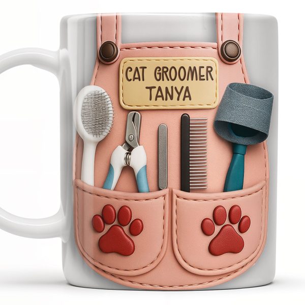 Customizable Cat Groomer Gear Design With Paw Prints And Tools - Personalized Custom Coffee Mug - CAT036_MG