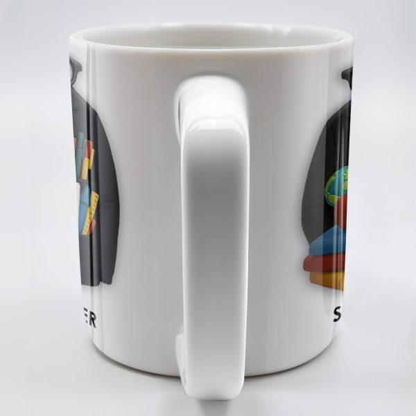 Customizable Coffee Mug Featuring Glasses, Books, Apple, Markers, Lab Coat - Personalized Custom Coffee Mug - GRAD272_MG