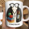 Customizable Coffee Mug Featuring Glasses, Books, Apple, Markers, Lab Coat - Personalized Custom Coffee Mug - GRAD272_MG