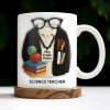 Customizable Coffee Mug Featuring Glasses, Books, Apple, Markers, Lab Coat - Personalized Custom Coffee Mug - GRAD272_MG