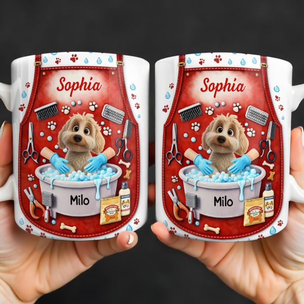 Customizable Dog Grooming Coffee Mug With Dog And Supplies - Personalized Custom Coffee Mug - JBS055_MG