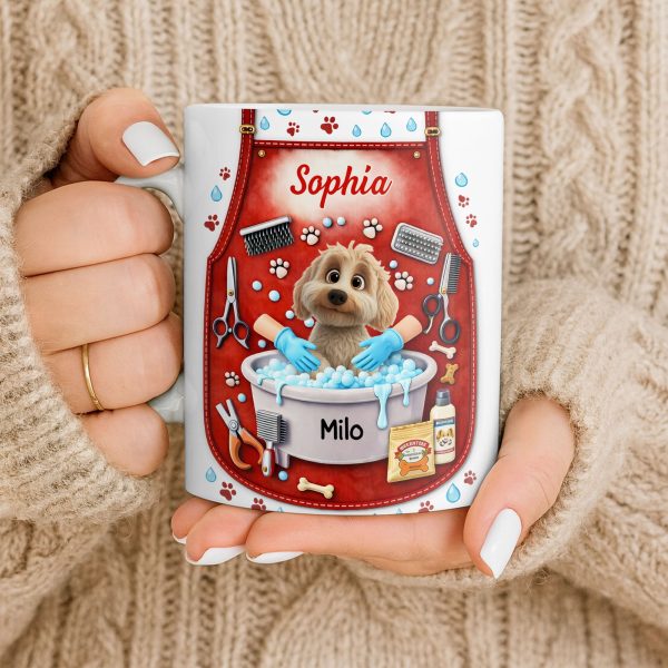 Customizable Dog Grooming Coffee Mug With Dog And Supplies - Personalized Custom Coffee Mug - JBS055_MG