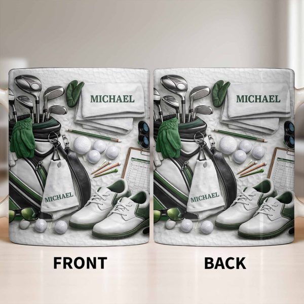 Customizable Golf Themed Mug With Clubs And Balls - Personalized Custom Coffee Mug - GOLF012_MG