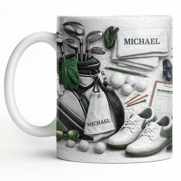 Customizable Golf Themed Mug With Clubs And Balls - Personalized Custom Coffee Mug - GOLF012_MG