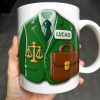 Customizable Lawyer-Themed Coffee Mug With Scales of Justice and Briefcase - Personalized Custom Coffee Mug - GRAD304_MG