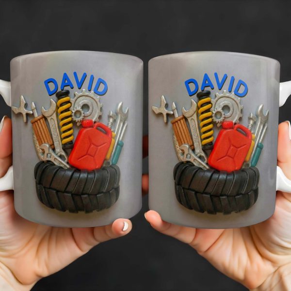 Customizable Mechanic Tools And Tire Design - Personalized Custom Coffee Mug - JBS075_MG