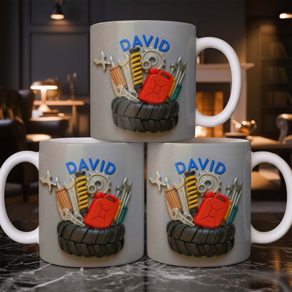 Customizable Mechanic Tools And Tire Design - Personalized Custom Coffee Mug - JBS075_MG